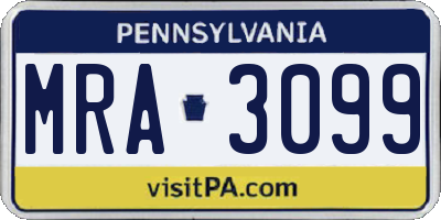 PA license plate MRA3099