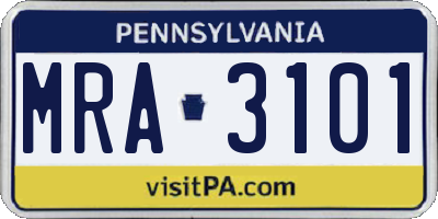 PA license plate MRA3101