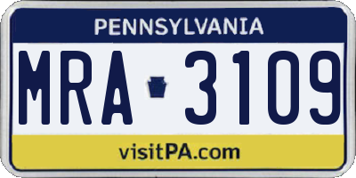 PA license plate MRA3109