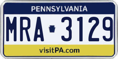 PA license plate MRA3129
