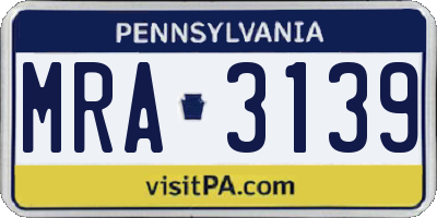 PA license plate MRA3139