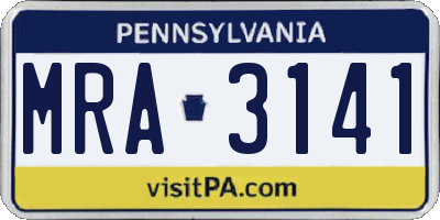 PA license plate MRA3141