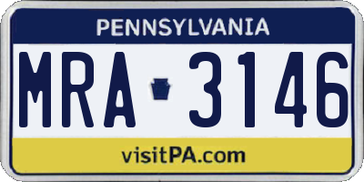 PA license plate MRA3146