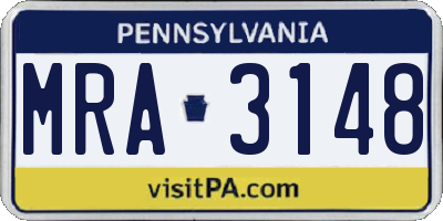 PA license plate MRA3148