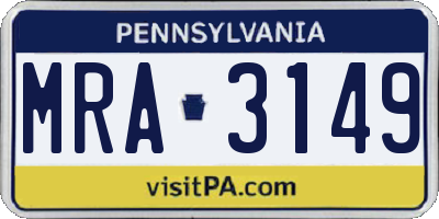 PA license plate MRA3149