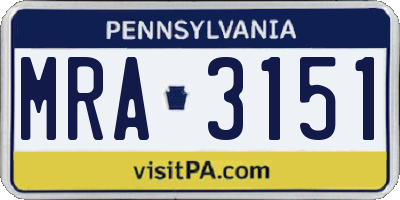 PA license plate MRA3151
