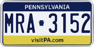 PA license plate MRA3152