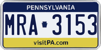 PA license plate MRA3153