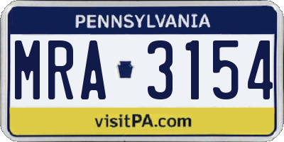 PA license plate MRA3154