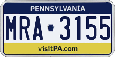 PA license plate MRA3155