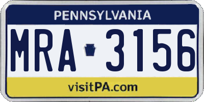 PA license plate MRA3156