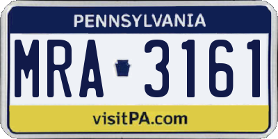 PA license plate MRA3161