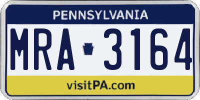 PA license plate MRA3164