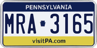 PA license plate MRA3165