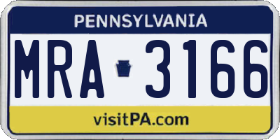 PA license plate MRA3166