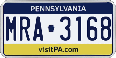 PA license plate MRA3168