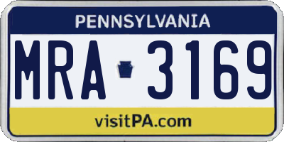 PA license plate MRA3169