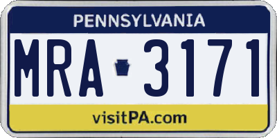 PA license plate MRA3171