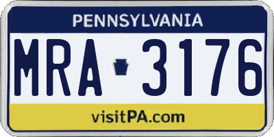 PA license plate MRA3176