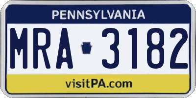 PA license plate MRA3182