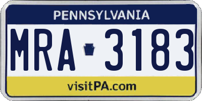 PA license plate MRA3183