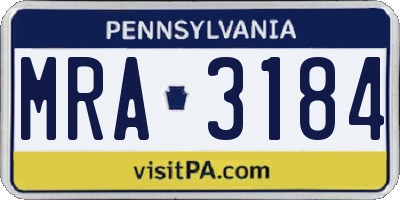 PA license plate MRA3184