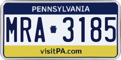 PA license plate MRA3185