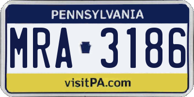 PA license plate MRA3186