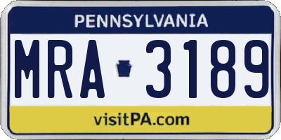 PA license plate MRA3189