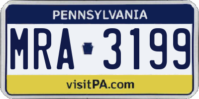 PA license plate MRA3199