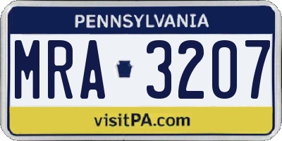 PA license plate MRA3207