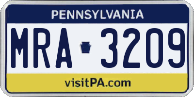 PA license plate MRA3209