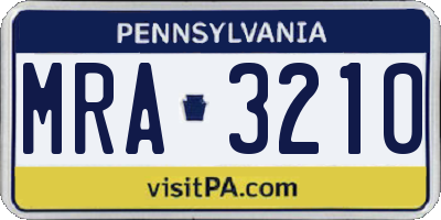 PA license plate MRA3210