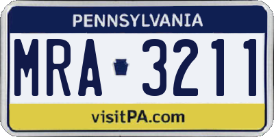 PA license plate MRA3211