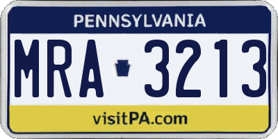 PA license plate MRA3213