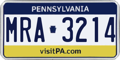 PA license plate MRA3214
