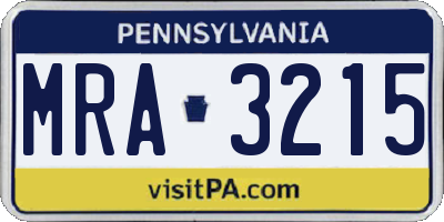 PA license plate MRA3215