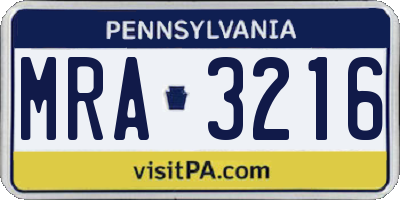 PA license plate MRA3216