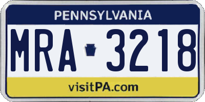 PA license plate MRA3218