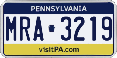 PA license plate MRA3219