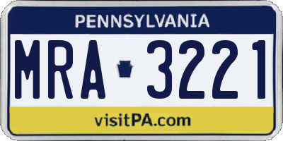 PA license plate MRA3221