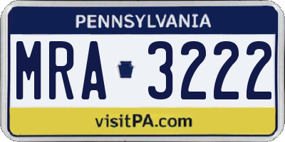 PA license plate MRA3222