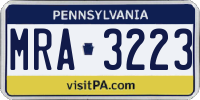 PA license plate MRA3223