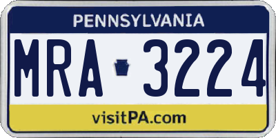 PA license plate MRA3224
