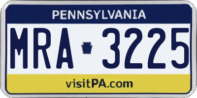 PA license plate MRA3225
