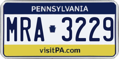 PA license plate MRA3229