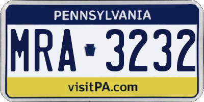 PA license plate MRA3232