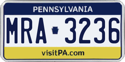 PA license plate MRA3236
