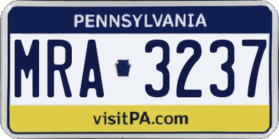 PA license plate MRA3237