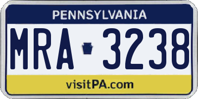 PA license plate MRA3238
